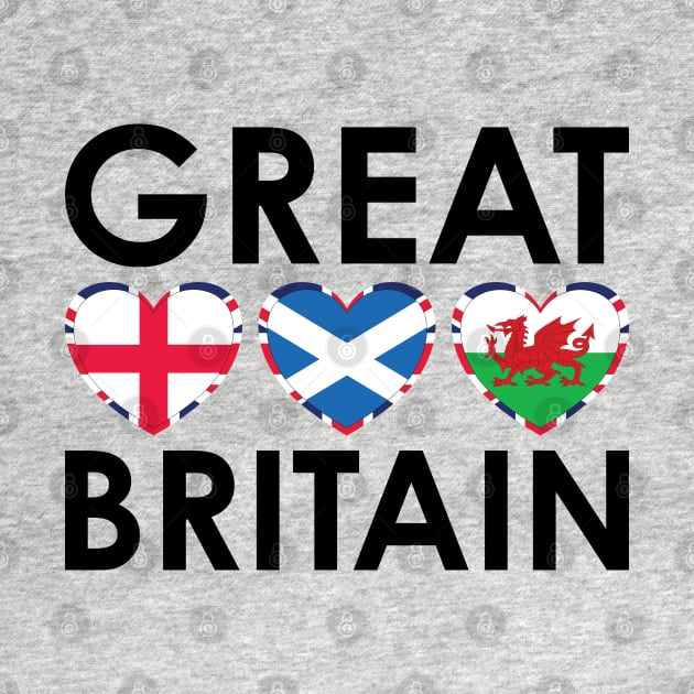 Great Britain England Scotland Wales Flags Hearts by DPattonPD